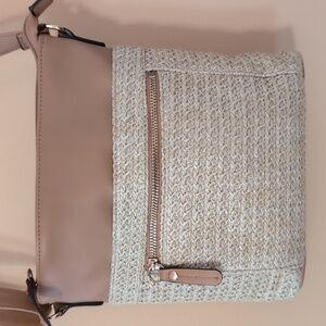 EUC Straw And Vegan Leather Crossbody Bag